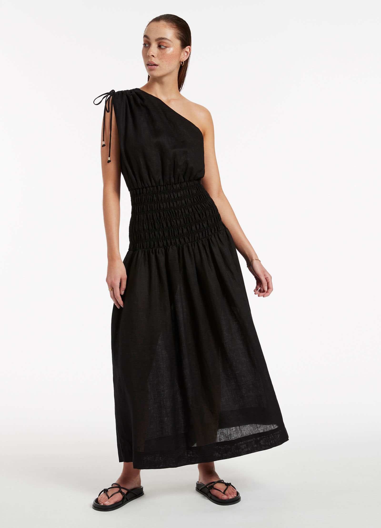 Jetset Shirred Dress - Black | Flowy Summer Dress for Women | Perfect for Beach Vacations, Date Nights & Casual Outings
