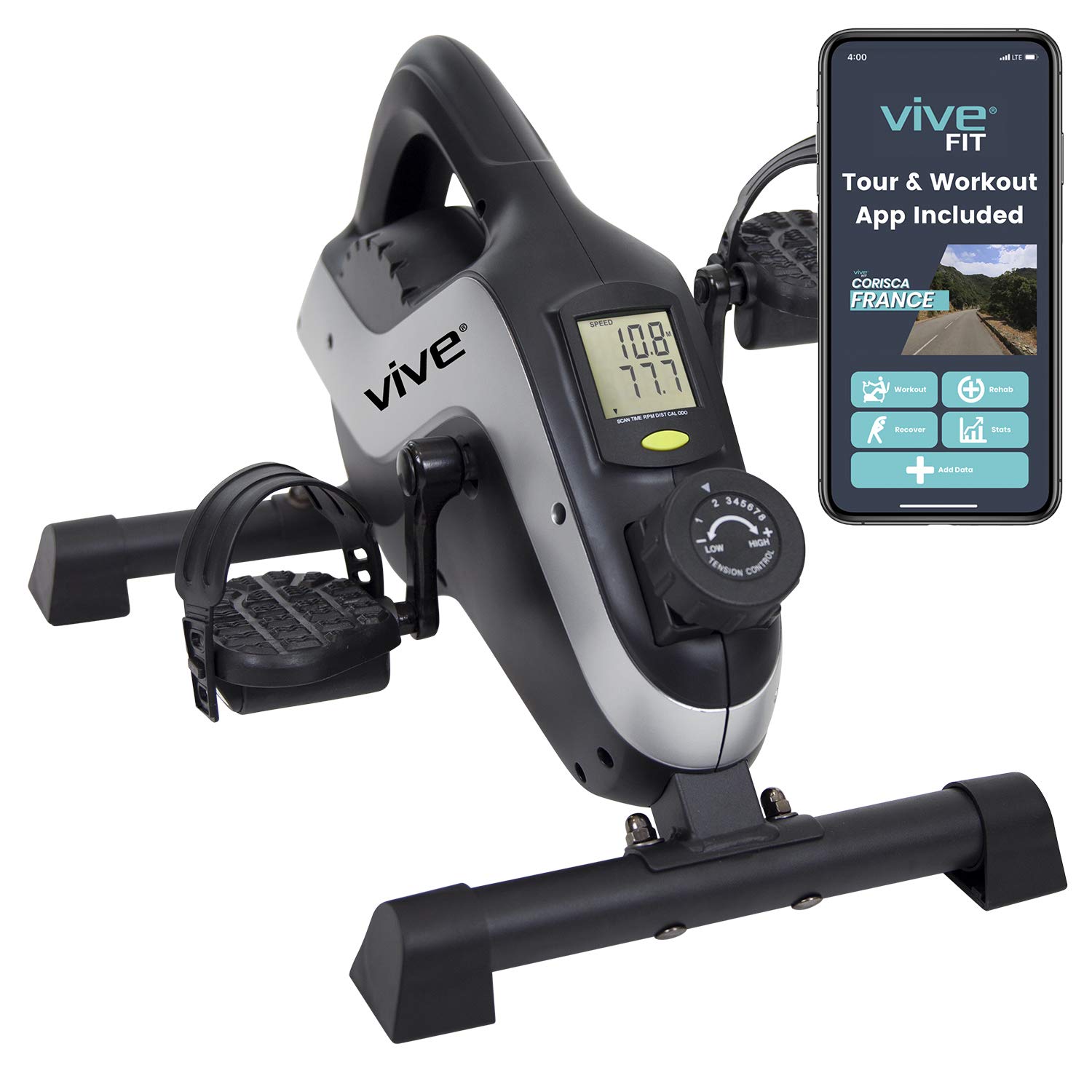 Vive Under Desk Bike - Magnetic Pedal Exerciser for Home & Office - Portable Stationary Cycling Bike for Arm & Leg Workouts - Compact Seated Exercise Equipment for Adults & Seniors - Perfect for Work from Home, Office Fitness & Low-Impact Cardio Training