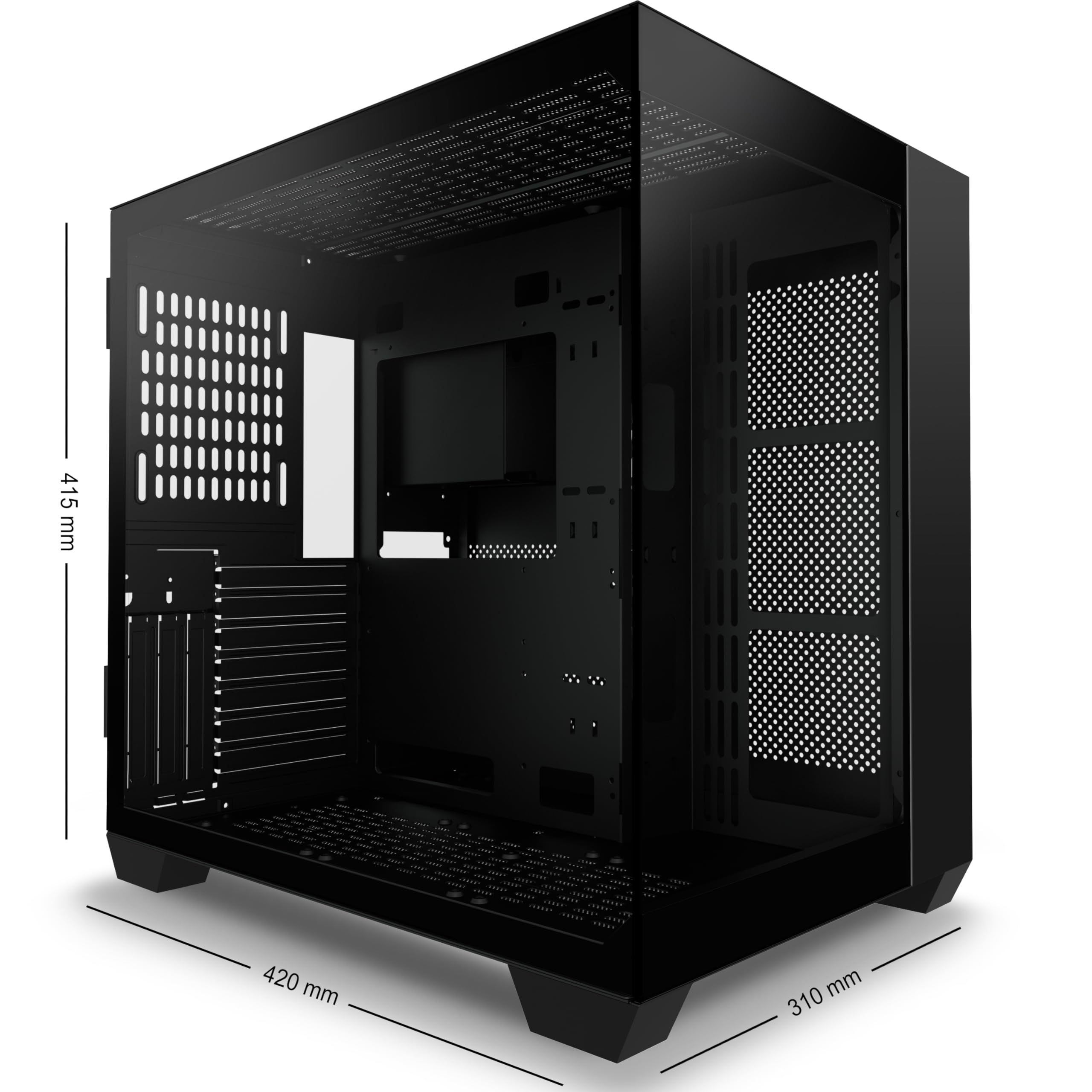 AMANSON ATX Mid Tower PC Gaming Case - Tempered Glass Side Panel, High Airflow Design, Tool-Free Installation (Black, H03 Model) - Perfect for Gaming Rigs, Workstations & Home Office Setups