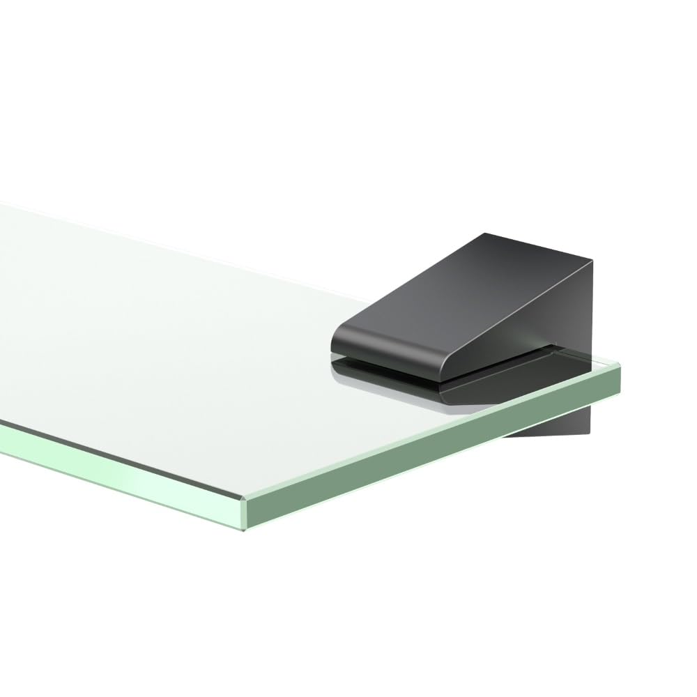 Gatco 5656MX Matte Black A-Line Bathroom Glass Shelf - Perfect for Shower, Bathroom Storage & Organization
