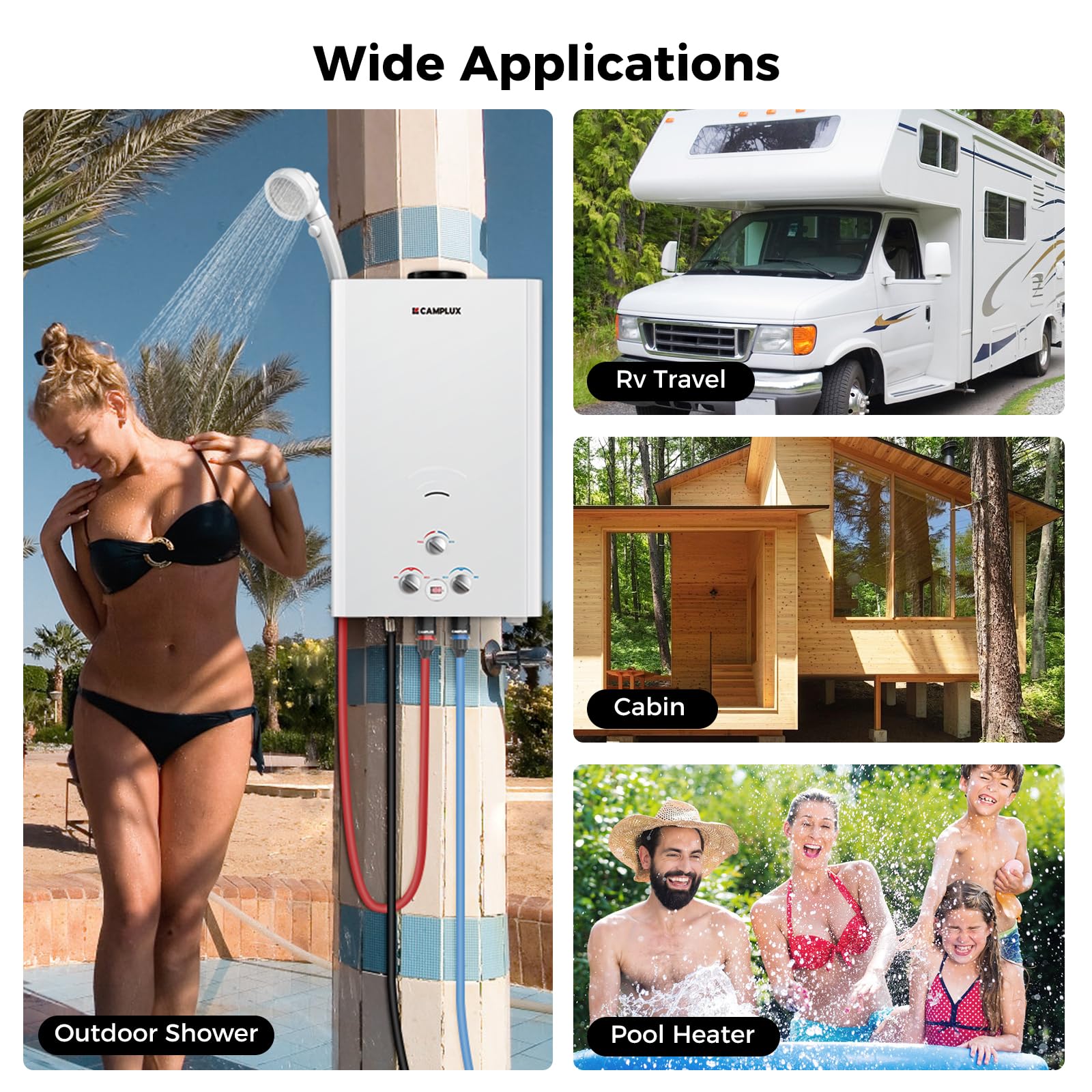 CAMPLUX 4.22 GPM Outdoor Propane Tankless Water Heater - 16L Portable Instant Hot Water System for Camping, RV, Tiny House & Off-Grid Living (110,000 BTU, BW422) | Perfect for Showers, Washing Dishes & Outdoor Sinks
