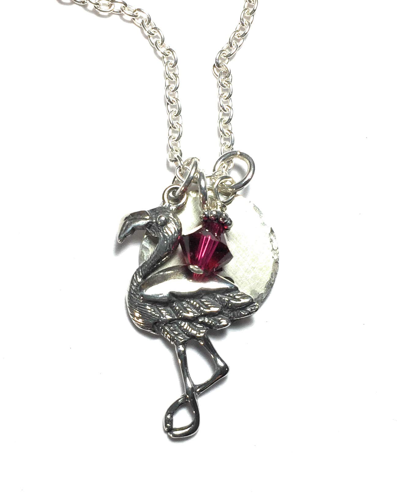Personalized Flamingo Initial Charm Necklace - Sterling Silver Hand Stamped Jewelry for Women - Perfect Gift for Birthday, Anniversary & Everyday Wear