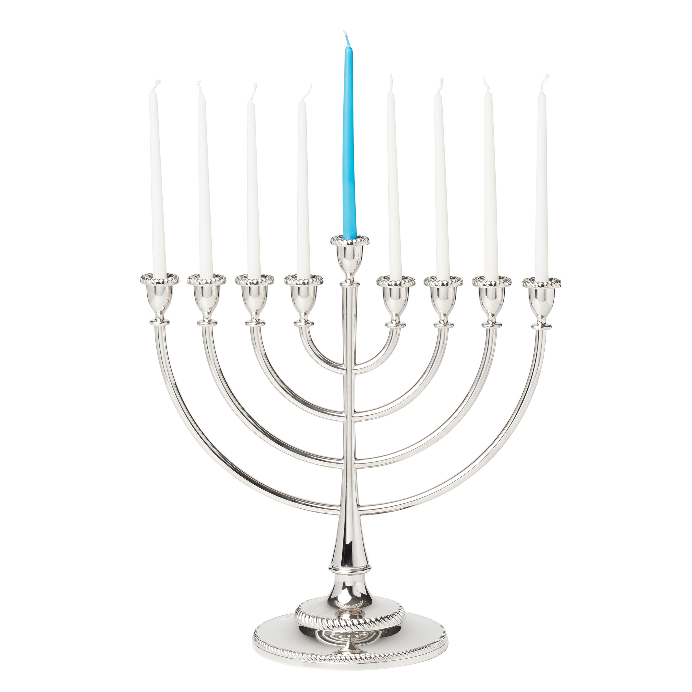 Roseland Silver Menorah - Elegant Hanukkah Candle Holder for Jewish Holiday Decor & Home Celebration