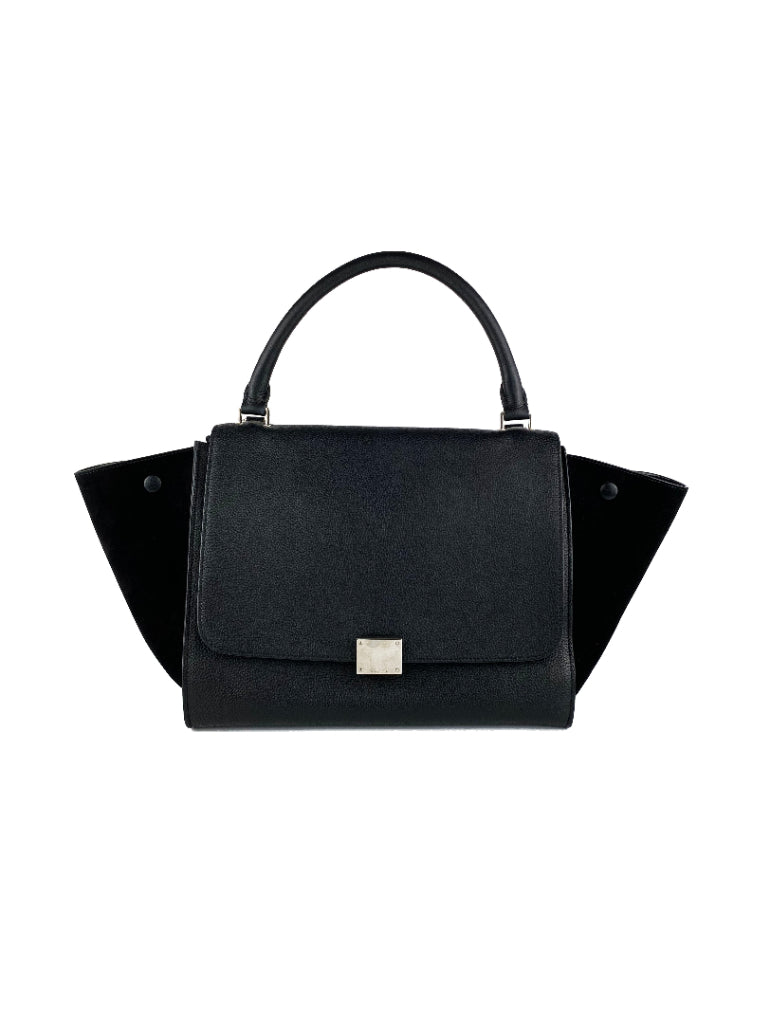 Celine Black Leather Trapeze Handbag for Women | Luxury Crossbody Shoulder Bag | Perfect for Work, Travel & Evening Events