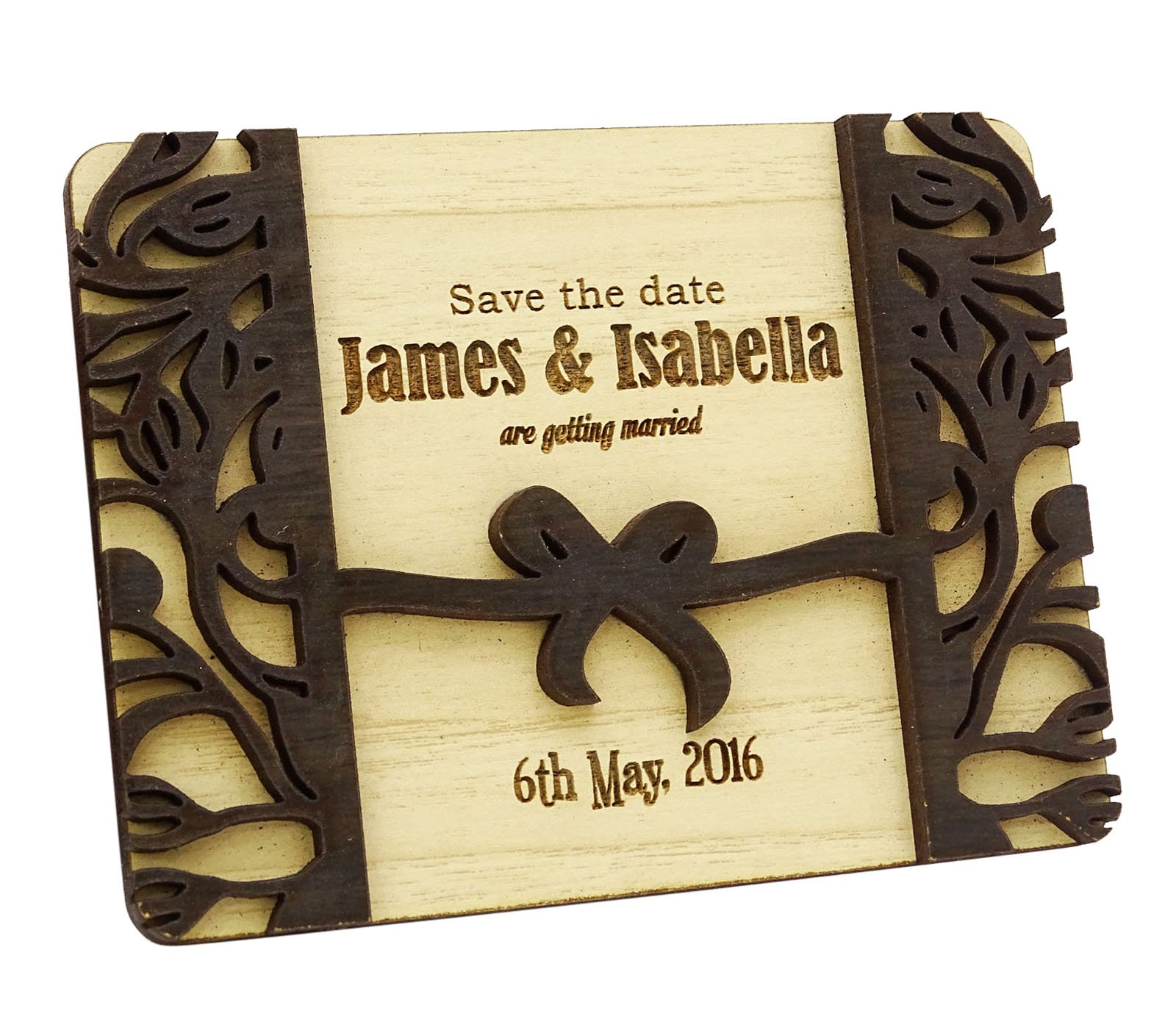 Personalized Custom Engraved Wooden Magnets - Rustic Wedding Save The Date Gift - 20 Pack for Fridge, Office & Home Decor