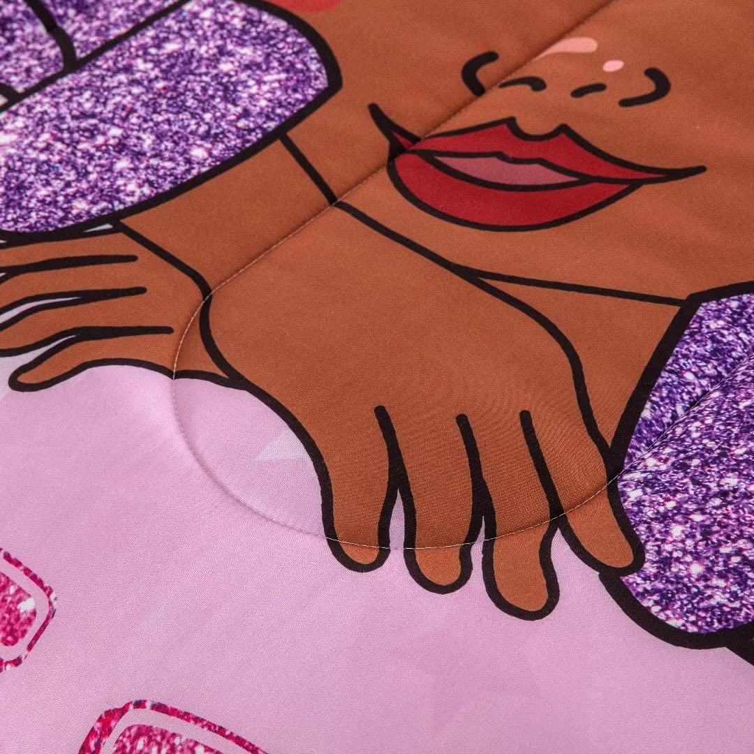 Black Girl Magic Comforter Set Full - Afro Melanin Bedding for African American Girls, Cute Black Girl Bedroom Decor - Perfect for Princess Themed Rooms & Teen Girls' Bedroom Makeovers