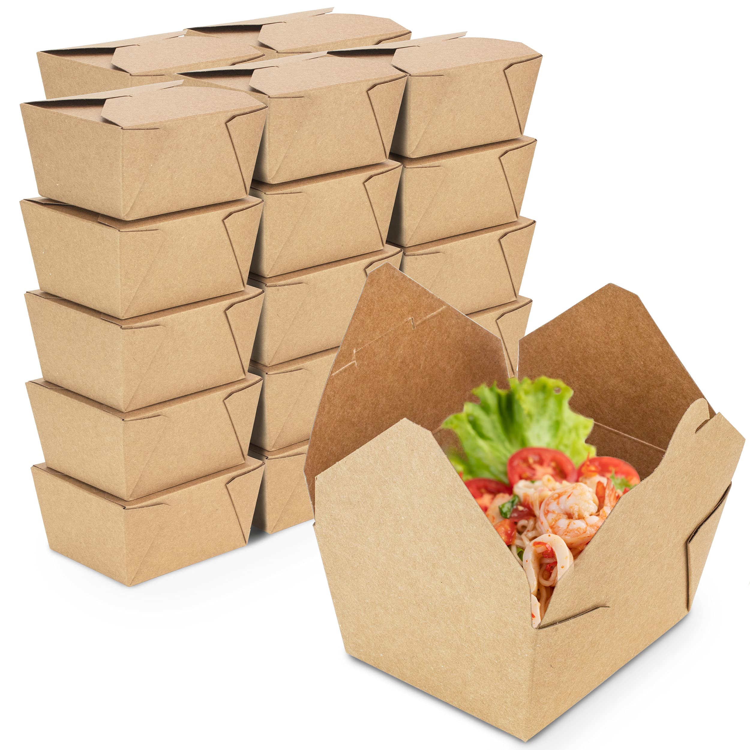 450 Pack 30 oz Disposable Kraft Paper Takeout Containers - 5 x 4.2 x 2.5 Inch Microwave Safe Food Storage Boxes, Leak & Grease Resistant To-Go Lunch Containers for Restaurants, Catering, Meal Prep & Home Use