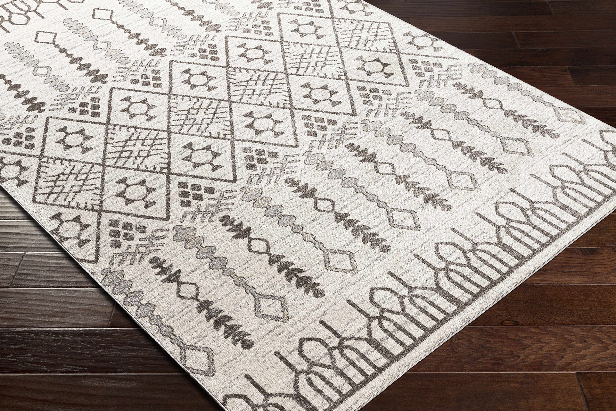 Hauteloom Bantog Machine Washable Area Rug for Living Room & Bedroom - Soft Brown & Gray Modern Design - 6'7