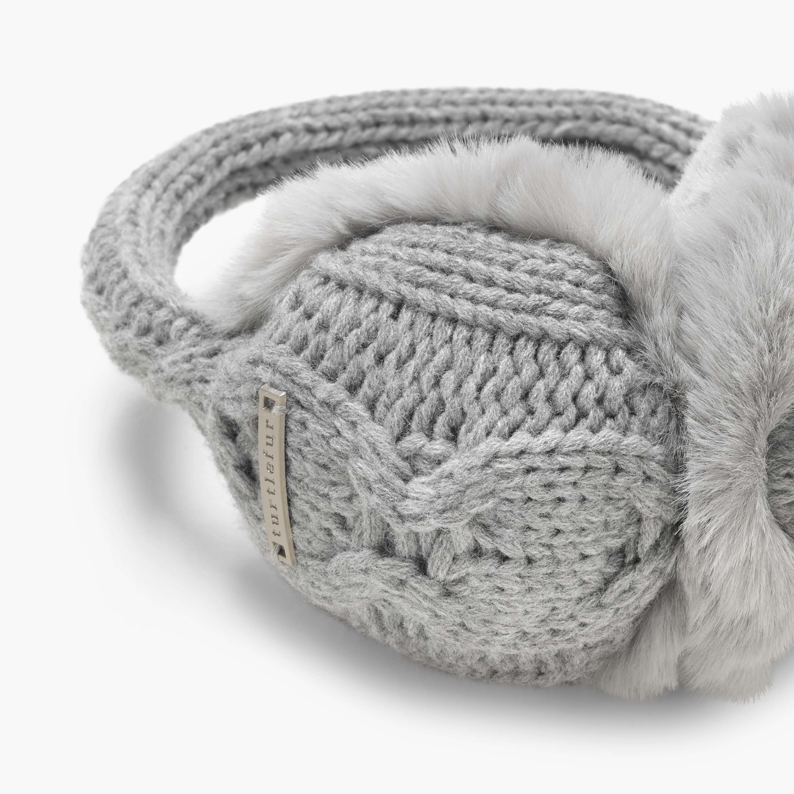 Women's Faux Fur Lined Cable Knit Ear Muffs - Turtle Fur Winter Warm Ear Protection for Outdoor Activities, Running, Skiing & Cold Weather Fashion Accessory