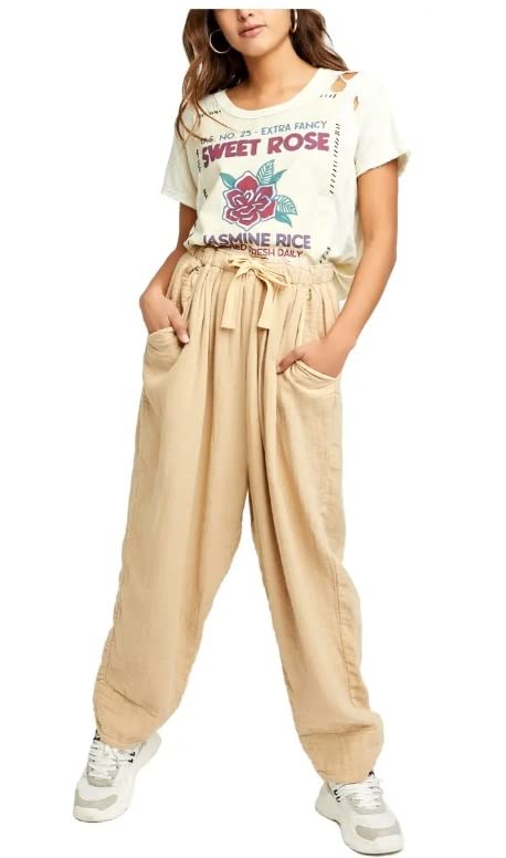 Free People Mustard High-Waisted Wide Leg Pants - Medium Size | Boho Chic Casual & Festival Wear for Women