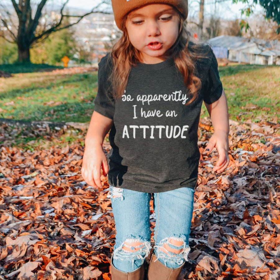 Funny 'Apparently I Have An Attitude' Kids T-Shirt | Cute Sarcastic Graphic Tee for Boys & Girls | Perfect for School, Playdates & Family Photos