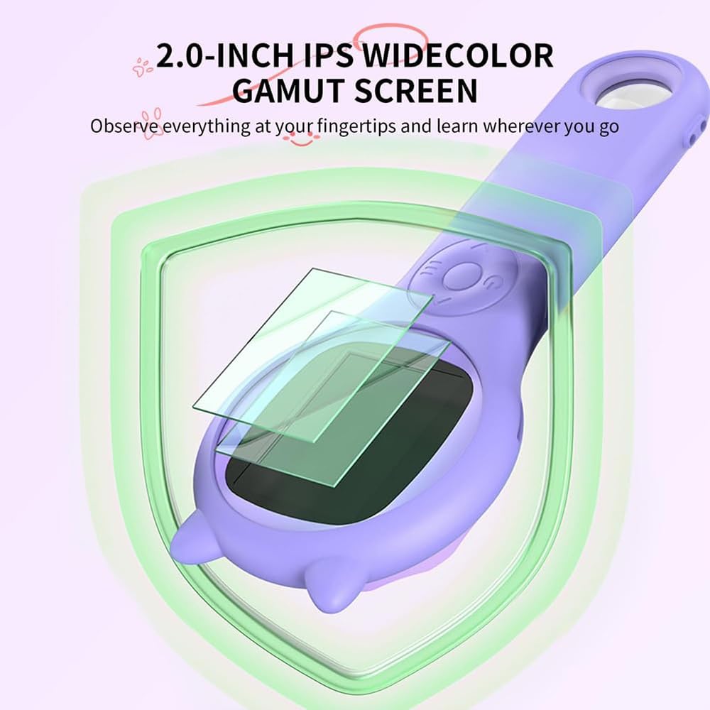 Kids Digital Microscope Camera with Screen - Portable Handheld Magnifying Glass for Children's Science Exploration & Outdoor Learning (Purple) | STEM Educational Toy for Classroom & Nature Discovery