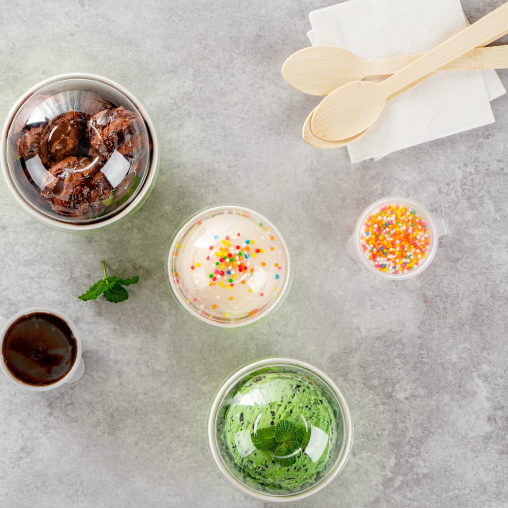 50 Pack Clear Plastic Dome Lids for 3oz Coppetta To-Go Cups | Disposable Dessert Cup Lids | Perfect for Ice Cream, Yogurt & Pudding Takeout | Restaurant & Bakery Supplies