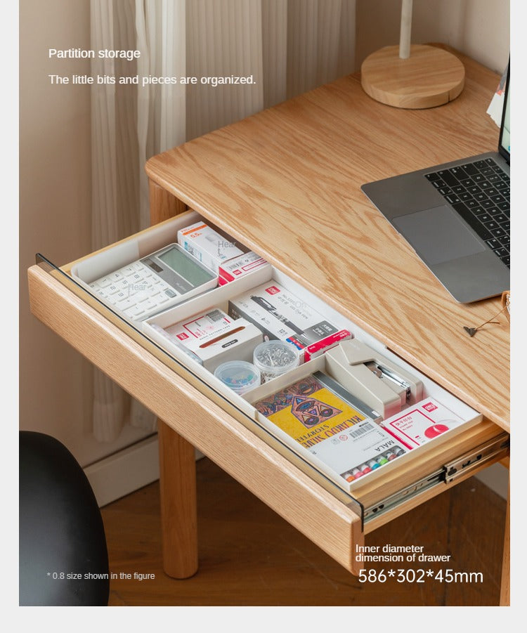 Solid Oak Wood Modern Writing Desk - Home Office Furniture for Study, Work & Productivity | Durable & Stylish Workspace Solution