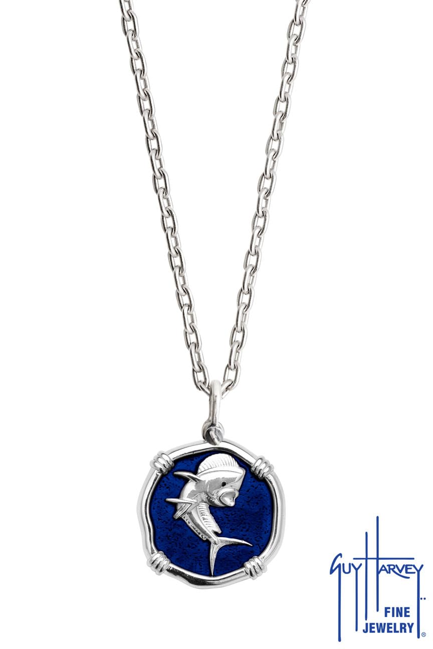 Guy Harvey Dolphinfish Mahi Dorado Sterling Silver Pendant Necklace - 24