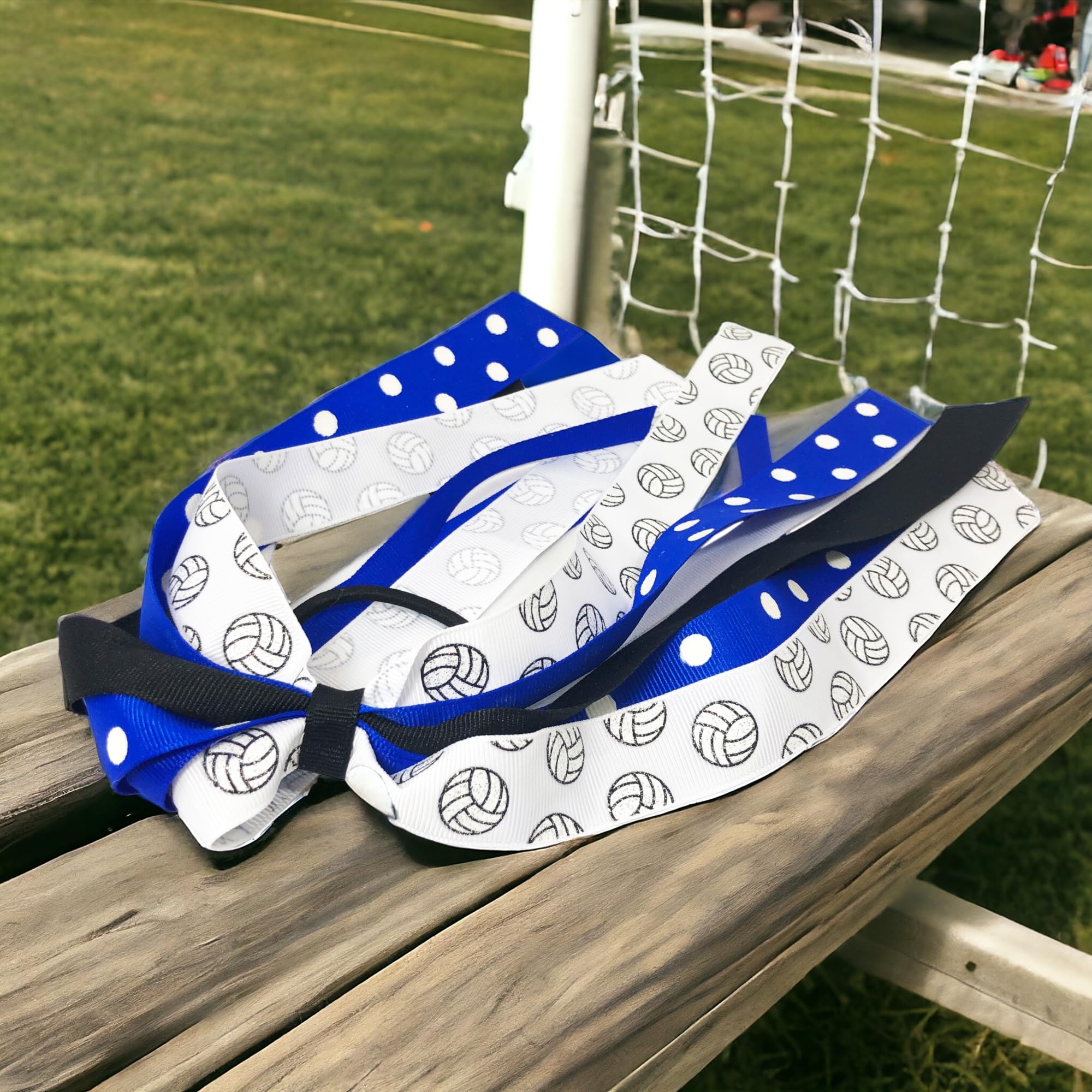 Black, Red & White Glitter Basketball Pony Streamer Hair Bows with Ribbons - Cheerleading Accessories for Sports Games, Team Spirit & School Events