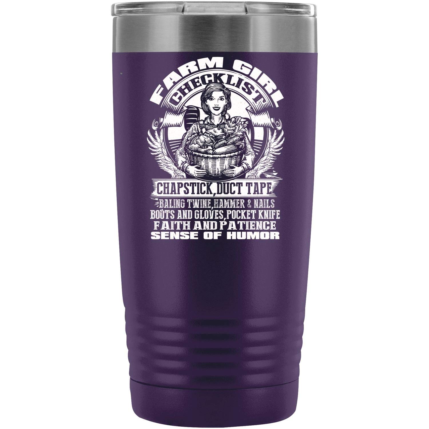 Farm Girl Tumbler 20oz - Vacuum Insulated Travel Mug with Straw & 2 Lids for Coffee - Perfect for Farmers & Outdoor Adventures