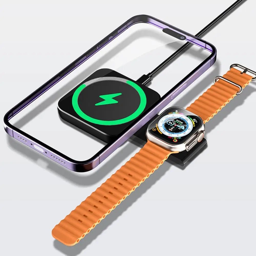 PowerSnap 2-in-1 MagSafe Wireless Charger for iPhone 15/14/13 & Apple Watch - Fast Magnetic Charging Stand for Home, Office & Travel