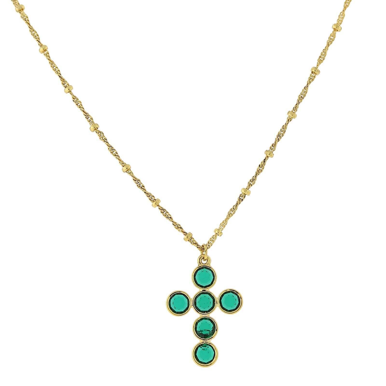 1928 Austrian Crystal Cross Pendant Necklace - 16