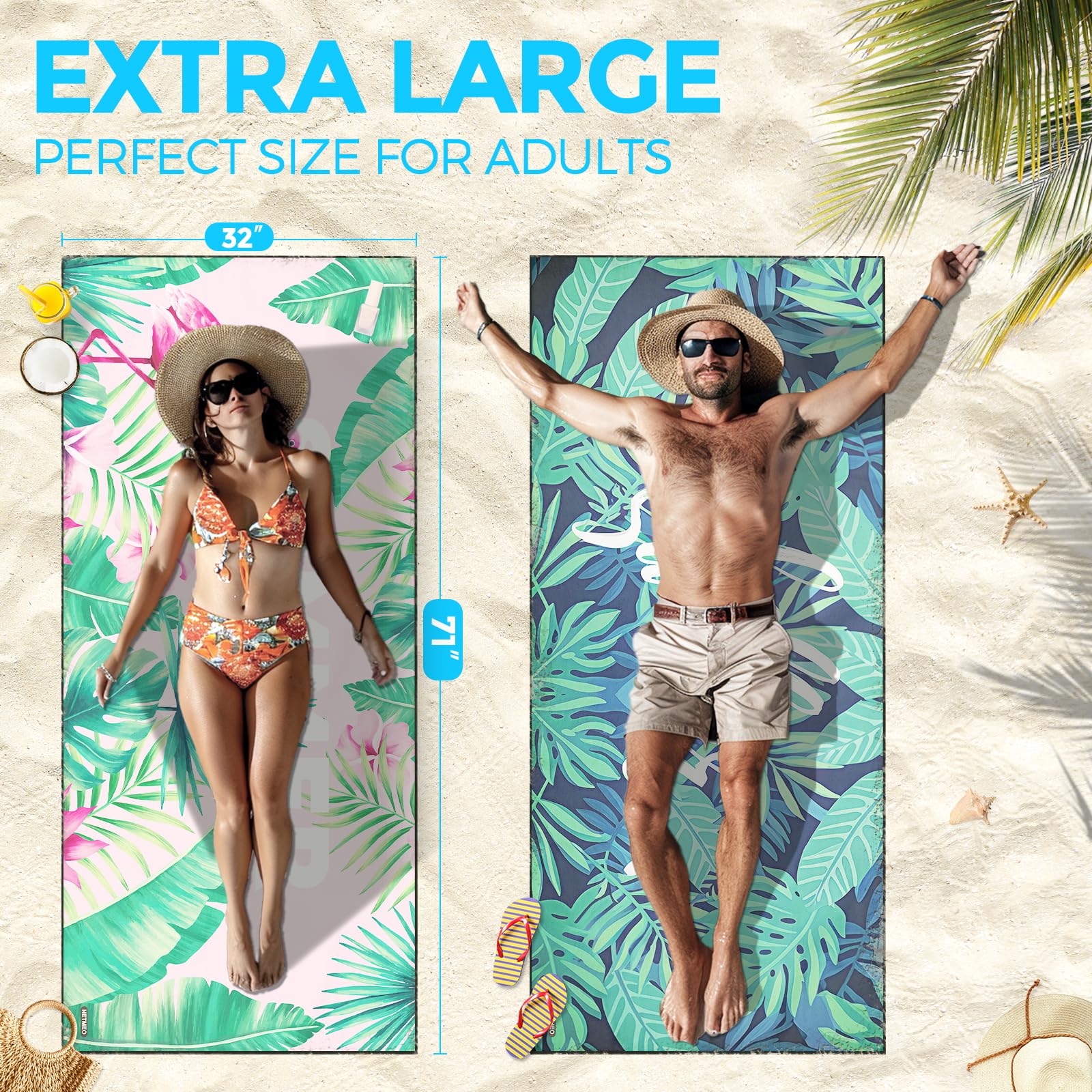 2 Pack Microfiber Lightweight Beach Towels - 71