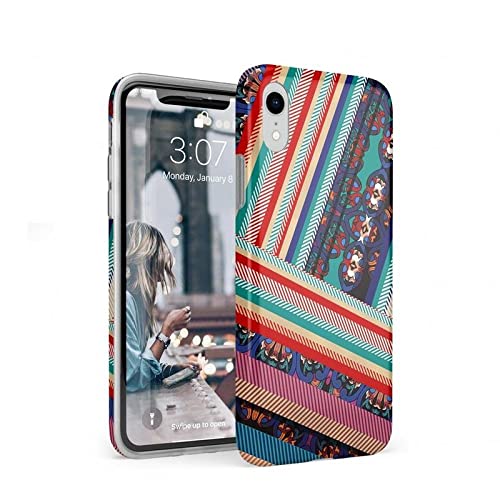 Casely iPhone XR Case with Layered Patchwork Design - Slim Protective Cover for iPhone XR | Perfect for Everyday Use, Travel & Work