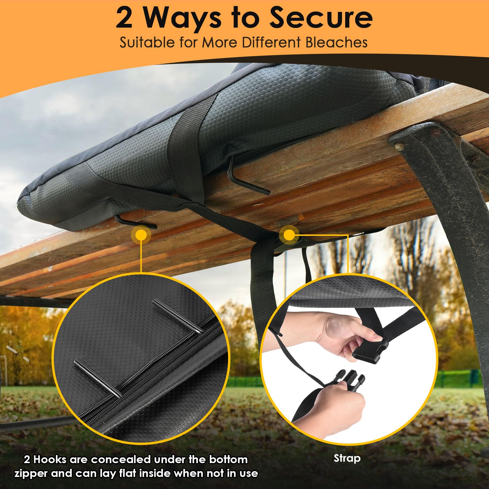HOPERAN Portable Heated Stadium Seat with Back Support & Cushion - 3-Level Adjustable Heating for Outdoor Sports, Football Games, Camping & Winter Events - Water-Resistant Bleacher Chair for Cold Weather Comfort