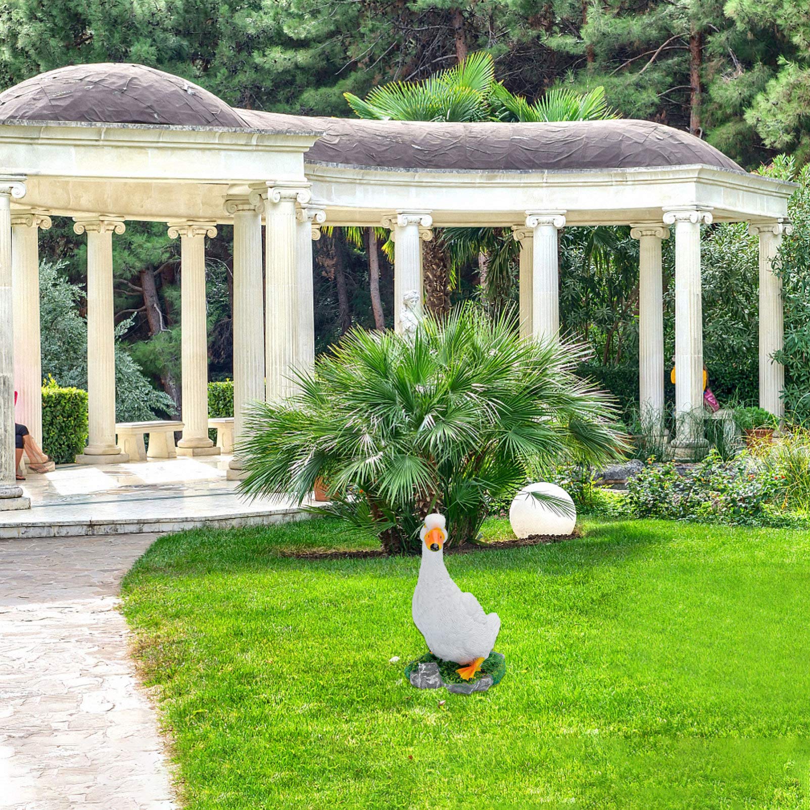 Cabilock White Ceramic Garden Statue - Poultry Farm Model Figurine for Pond, Lawn, Home & Office Decor - Perfect for Outdoor Garden, Patio, and Farmhouse Decoration