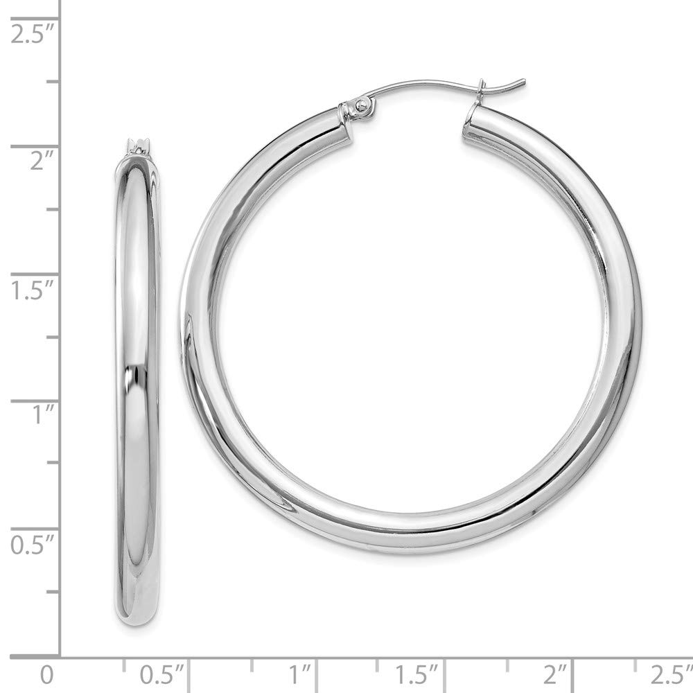 925 Sterling Silver 4mm Round Hoop Earrings - 47mm x 44mm | Hypoallergenic Dainty Everyday Jewelry for Women | Perfect for Work, Date Night & Gifts