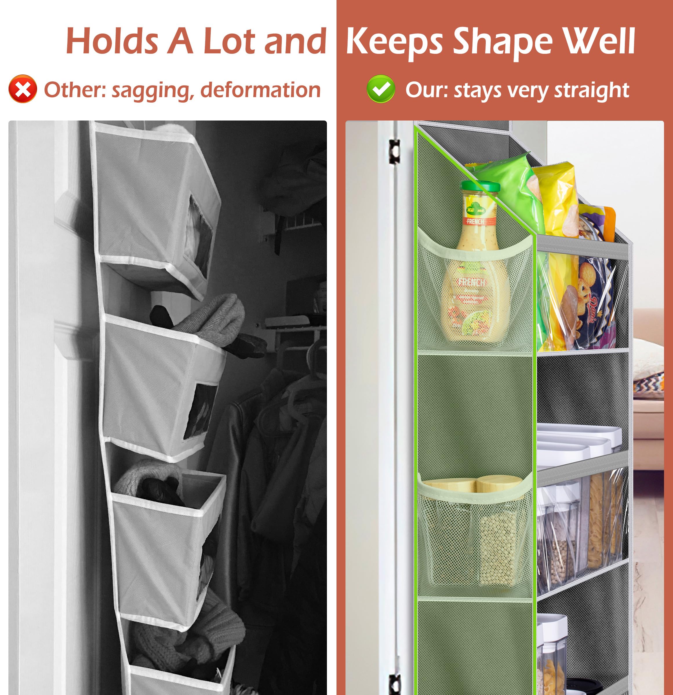 MISSLO Over The Door Organizer - 6 Large Pockets & 12 Side Pockets Hanging Storage for Closet, Bathroom, Pantry | Heavy Duty Baby Organizer for Nursery, Clothes, Toys & Diapers | Space Saving Solution for Bedroom & Home Organization