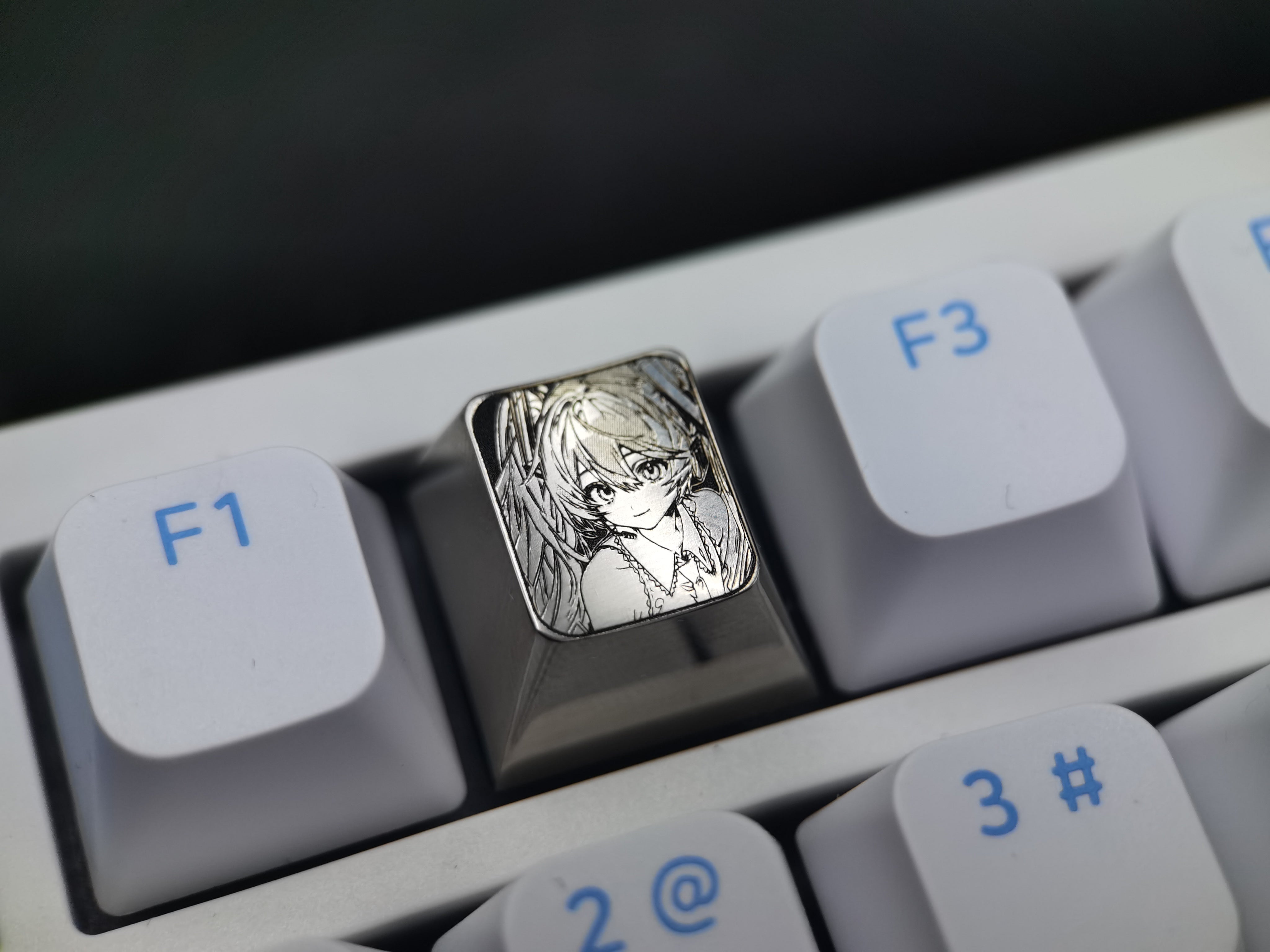 Custom Miku 1U Titanium Alloy Keycap - Laser Engraved, Anodized Color - Personalized Mechanical Keyboard Keycap for Gaming & Typing Enthusiasts - Perfect for Custom Keyboards, Gift Giving & Anime Collections