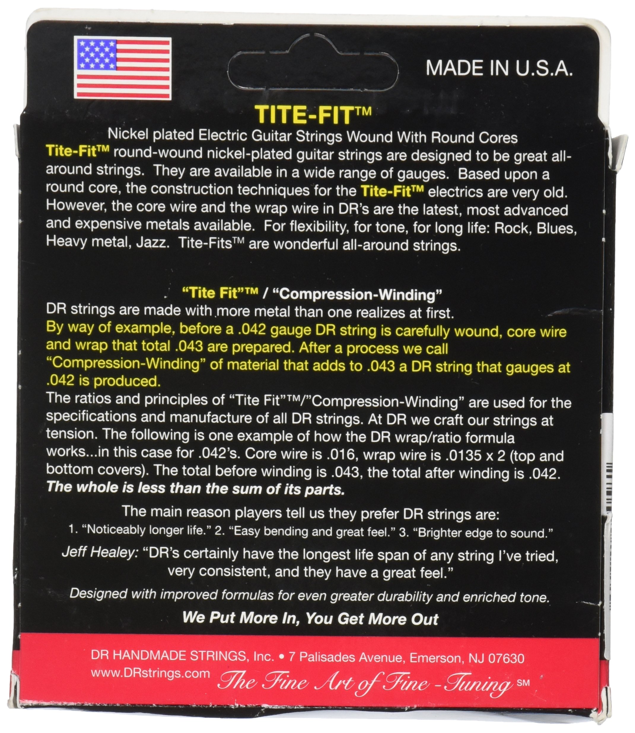 DR Strings Tite Fit Electric Round Core 8-38 Guitar Strings - Premium Nickel Wound for Electric Guitars - Perfect for Rock, Blues & Studio Recording