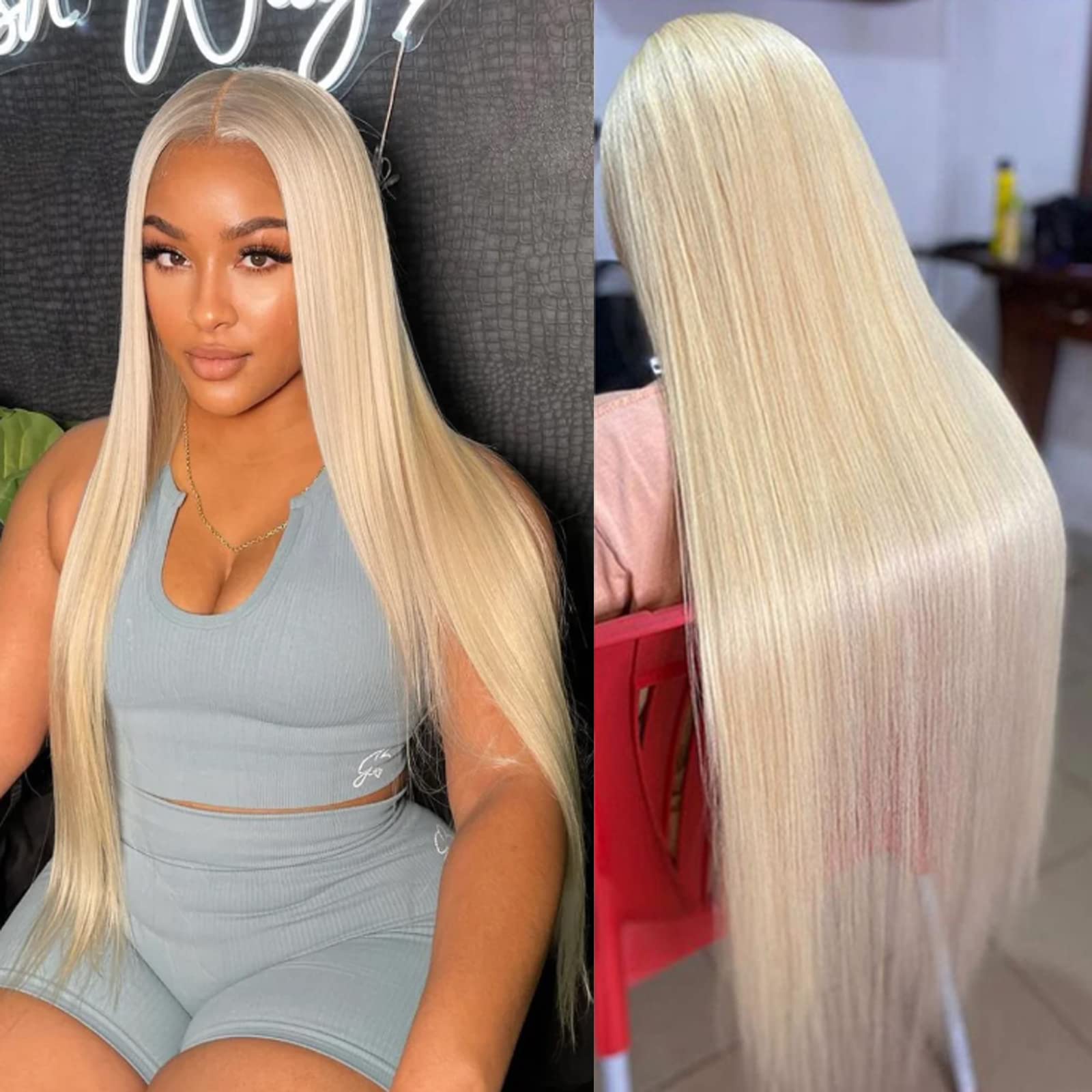 13x4x1 Lace Front Human Hair Wig - 24 Inch Straight Brazilian Virgin Hair T-Part Lace Wig for Women | Natural Blonde Lace Frontal Wig for Daily Wear, Parties & Special Occasions