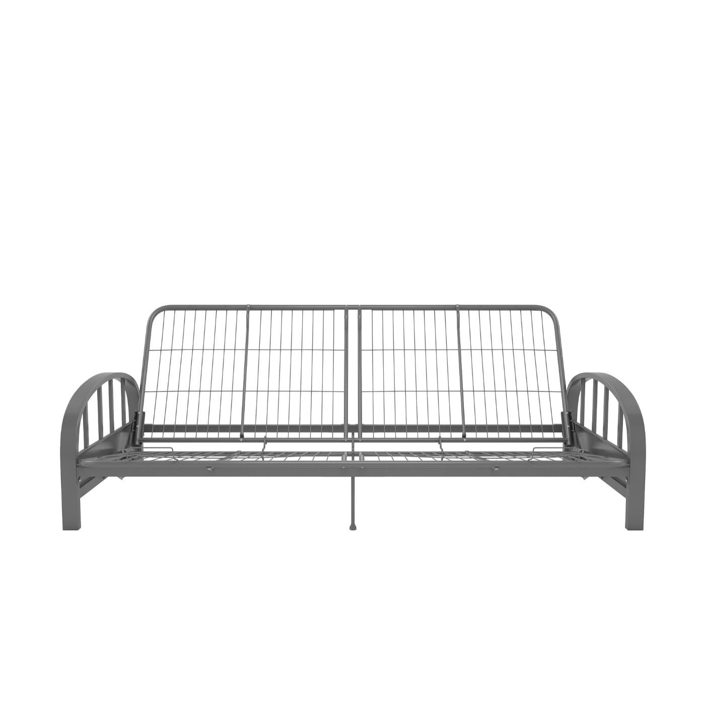 DHP Aiden Full Size Metal Futon Frame in Silver - Space Saving Convertible Sofa Bed for Small Apartments, Guest Rooms & Dorm Living
