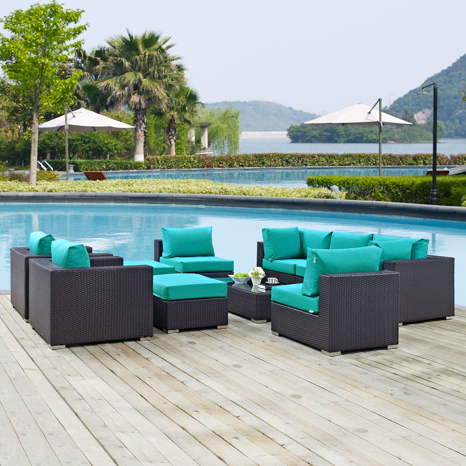 10-Piece Convene Outdoor Patio Sectional Set - Durable Wicker Furniture for Backyard, Garden, Poolside & Deck Relaxation