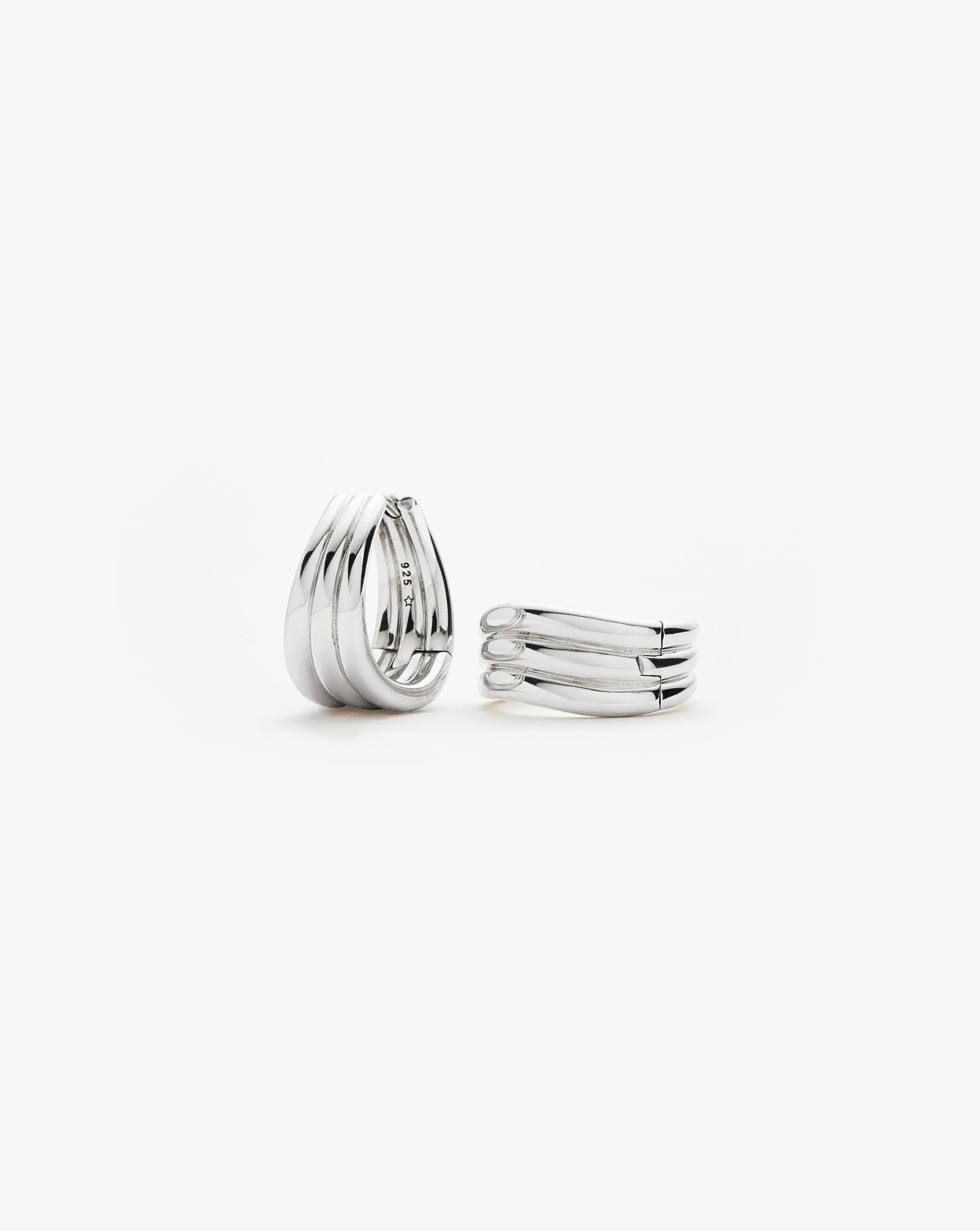 Savi Triple Ridge Hoop Earrings for Women - 925 Sterling Silver Dangle Earrings | Elegant Jewelry Gift for Birthday, Anniversary & Everyday Wear