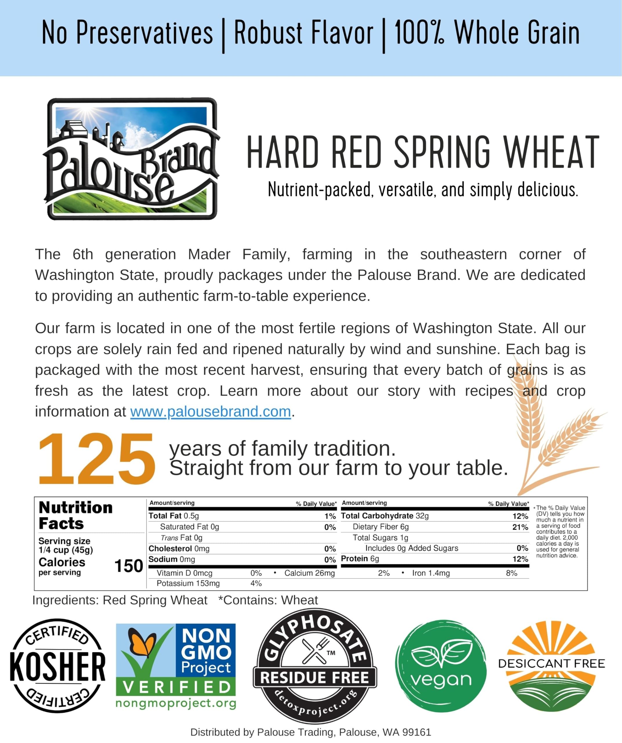 Organic Hard Red Spring Wheat Berries - 100 LBS Bulk | Non-GMO Project Verified, Kosher Certified | Sproutable Wheat for Baking, Bread Making & Home Milling | Perfect for Artisan Bread, Homemade Flour & Healthy Recipes