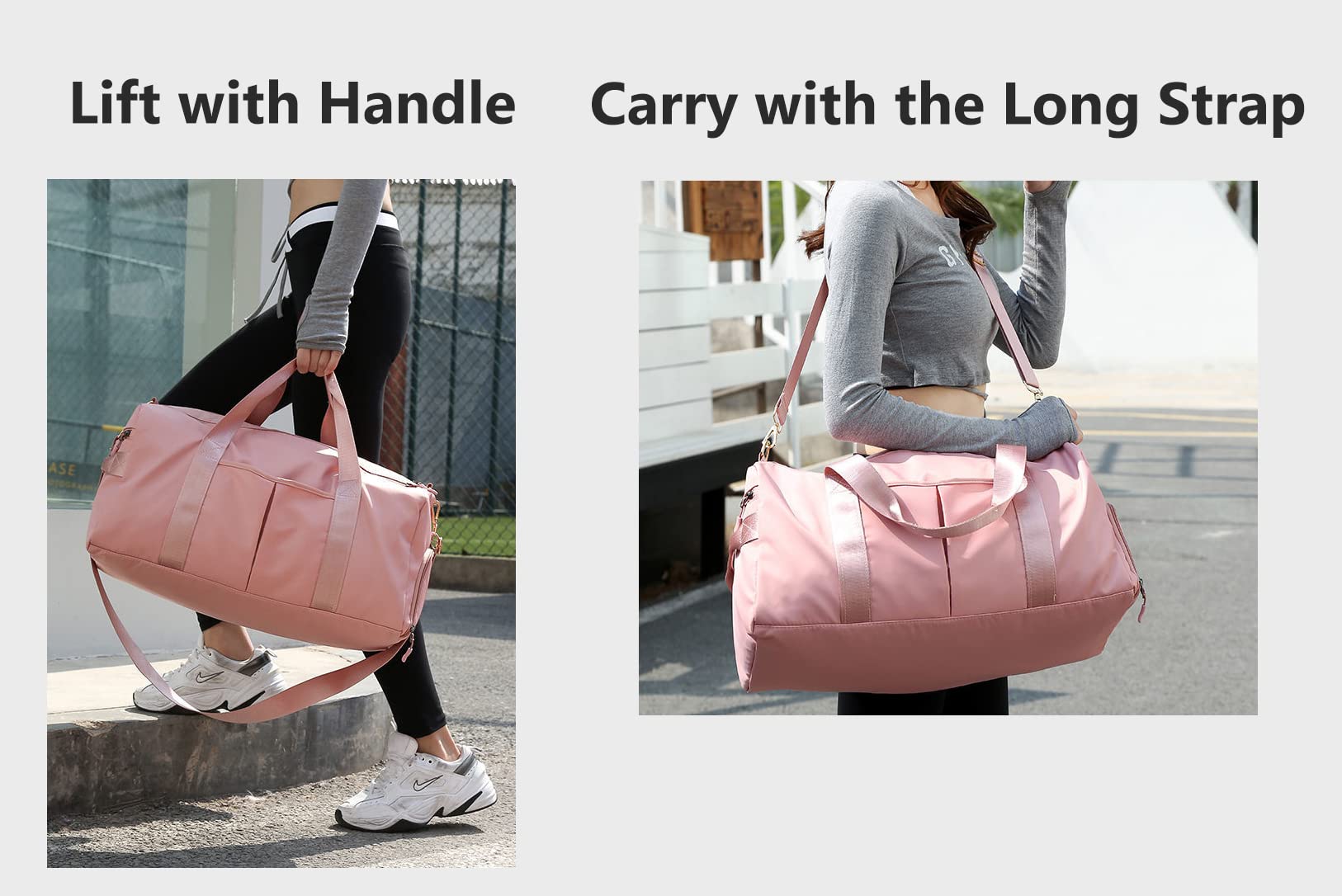 Waterproof Gym Bag for Women & Teens - Sports Dance Travel Duffle Bag with Wet Pocket & Shoe Compartment | Perfect for Workouts, Dance Classes & Weekend Trips (Beige)