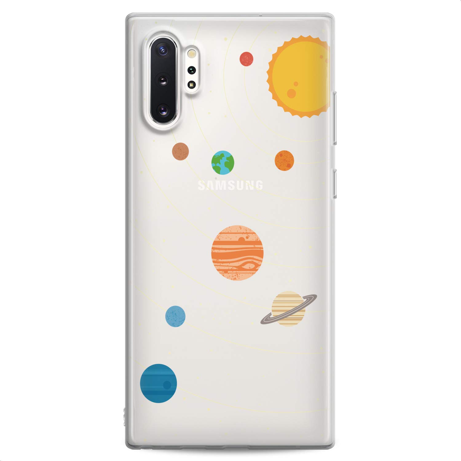 Samsung Galaxy Phone Case Compatible with S24 S23 FE S22 Plus S21 Ultra S20+ S10 Note 20 S10e S9 - Cute Solar System Design with Sun Moon Planets - Flexible Slim Fit Silicone Cover for Women Girls - Perfect for Daily Use, Work, School & Travel