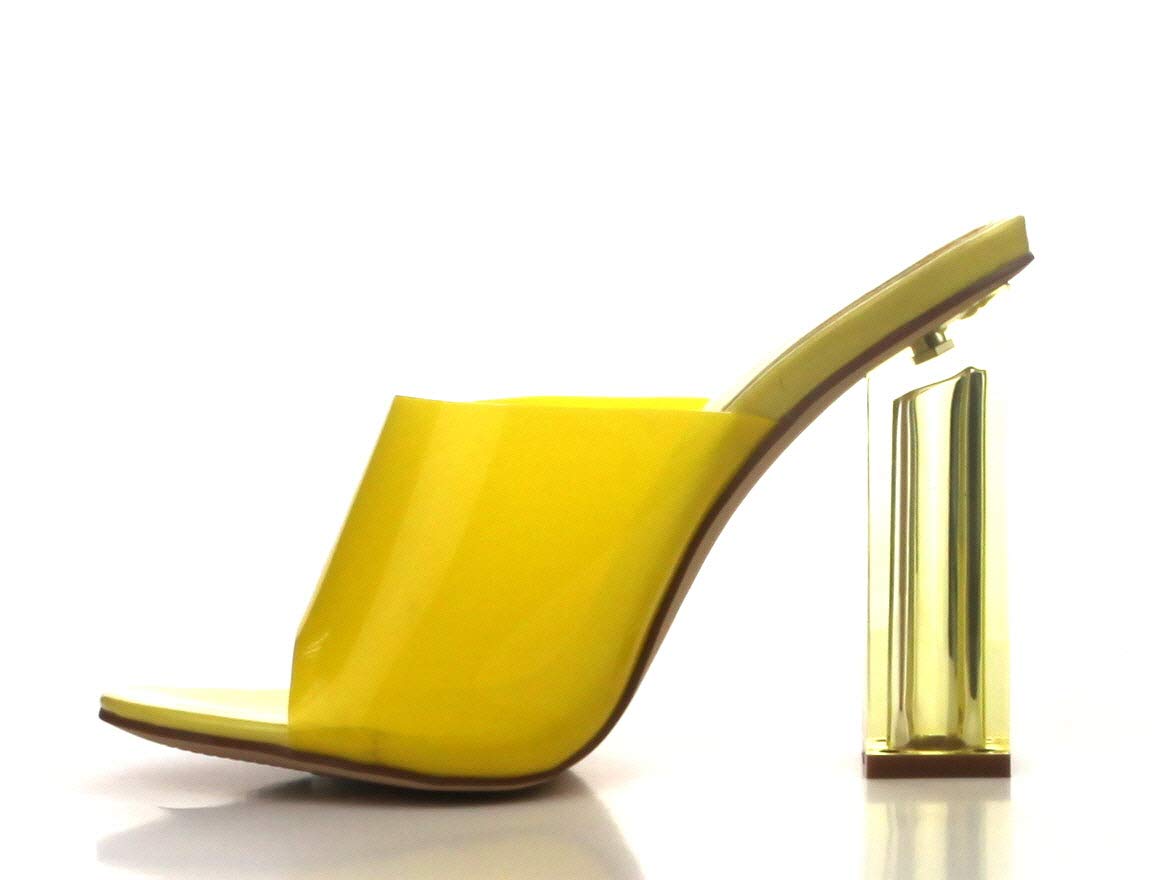 Cape Robbin Women's Chunky Block High Heels - Transparent Clear Booties in Yellow, Size 6.5 | Comfortable Party & Evening Wear for Women