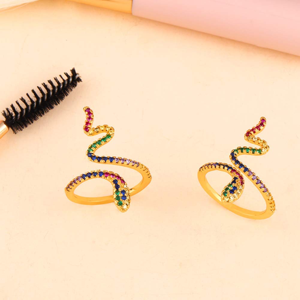 Vintage Gold-Plated Butterfly & Snake Statement Rings for Women - Adjustable Open Rings with Cubic Zirconia | Elegant Boho Jewelry for Parties, Weddings & Everyday Wear