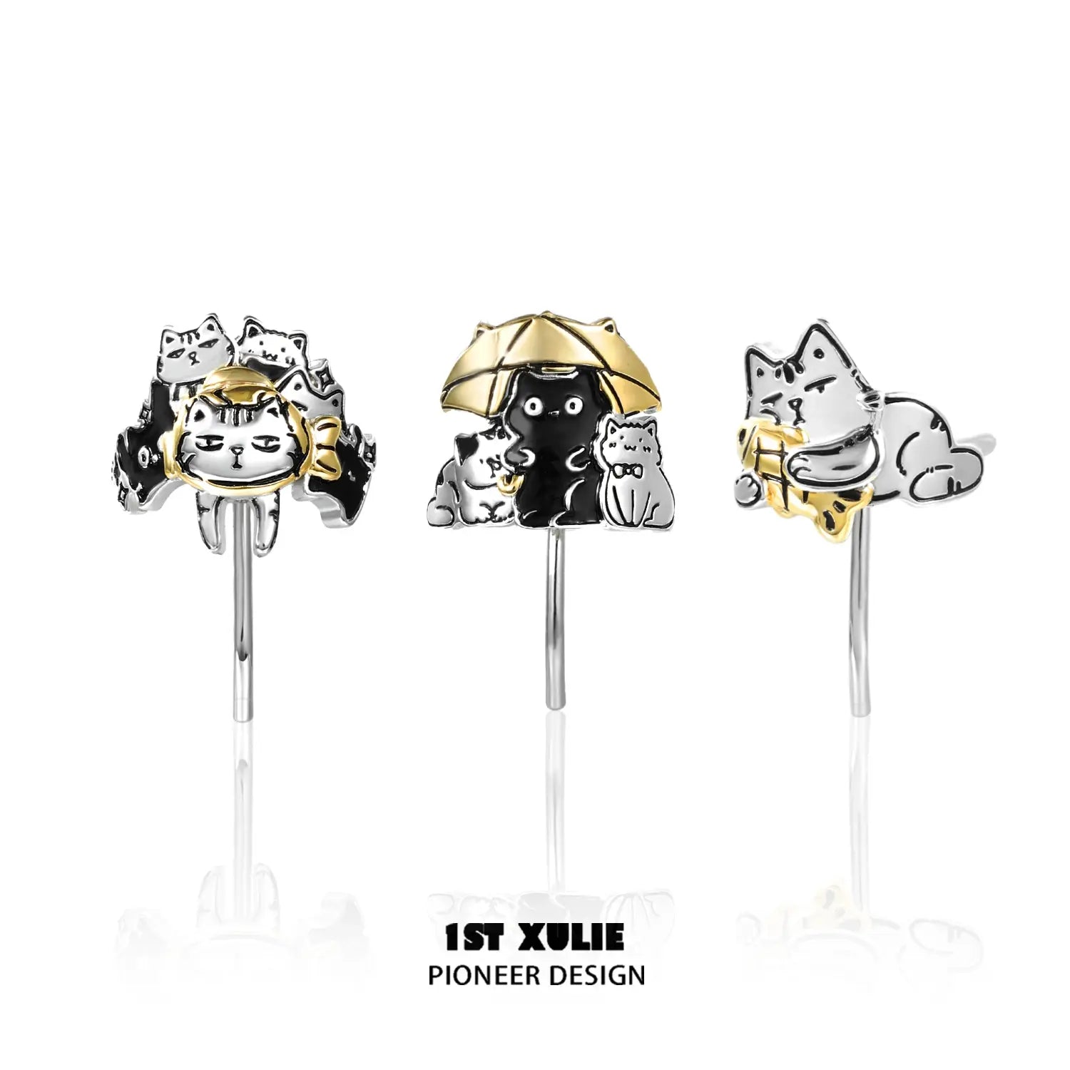 18K Gold Plated Graffiti Kitten Hair Clips - Cute Lazy Cat Design Hair Accessories for Women & Girls (Perfect for School, Parties & Everyday Style)
