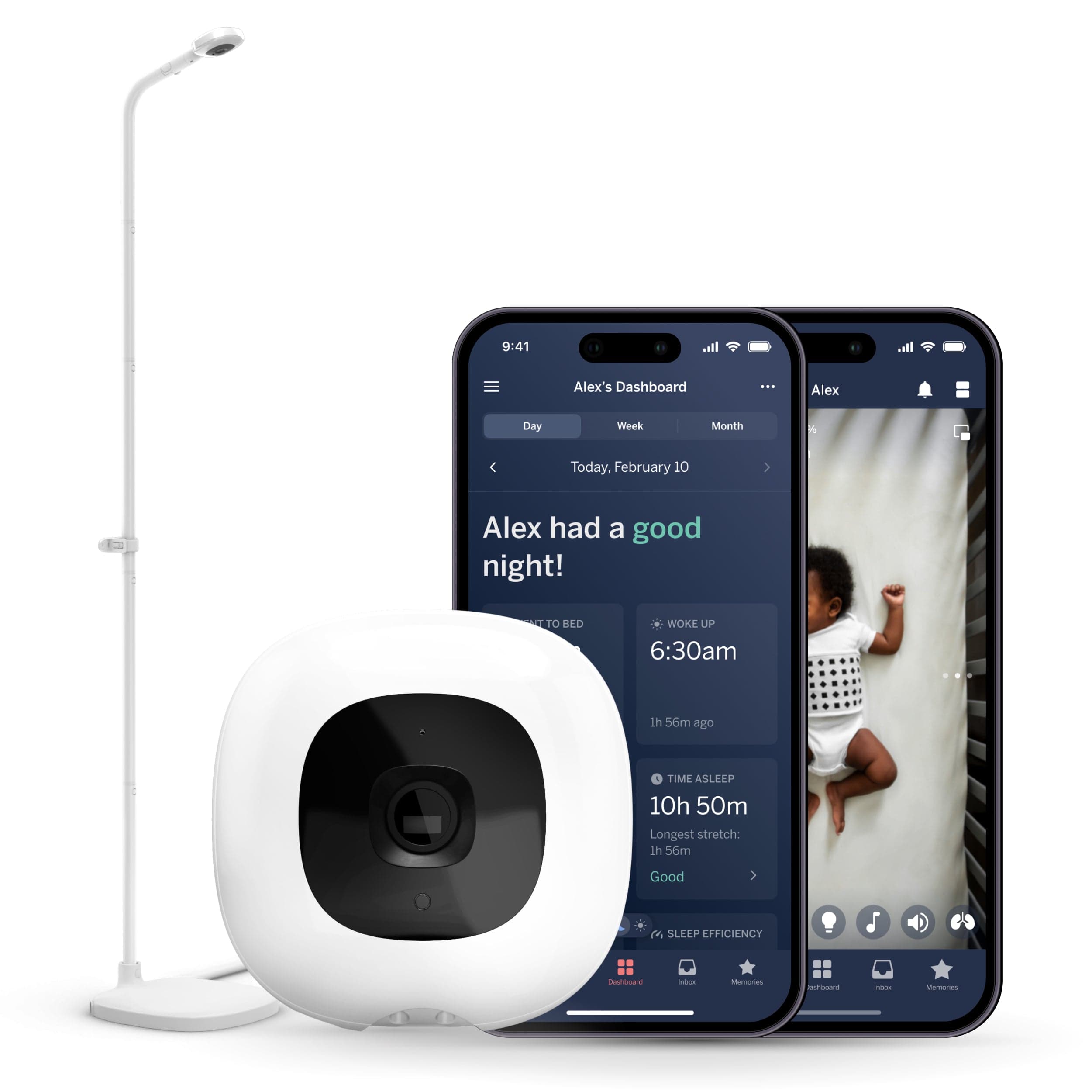 Nanit Pro Smart Baby Monitor Camera with Floor Stand - HD Video, Night Vision & Sleep Tracking for Nursery & Baby Room Safety