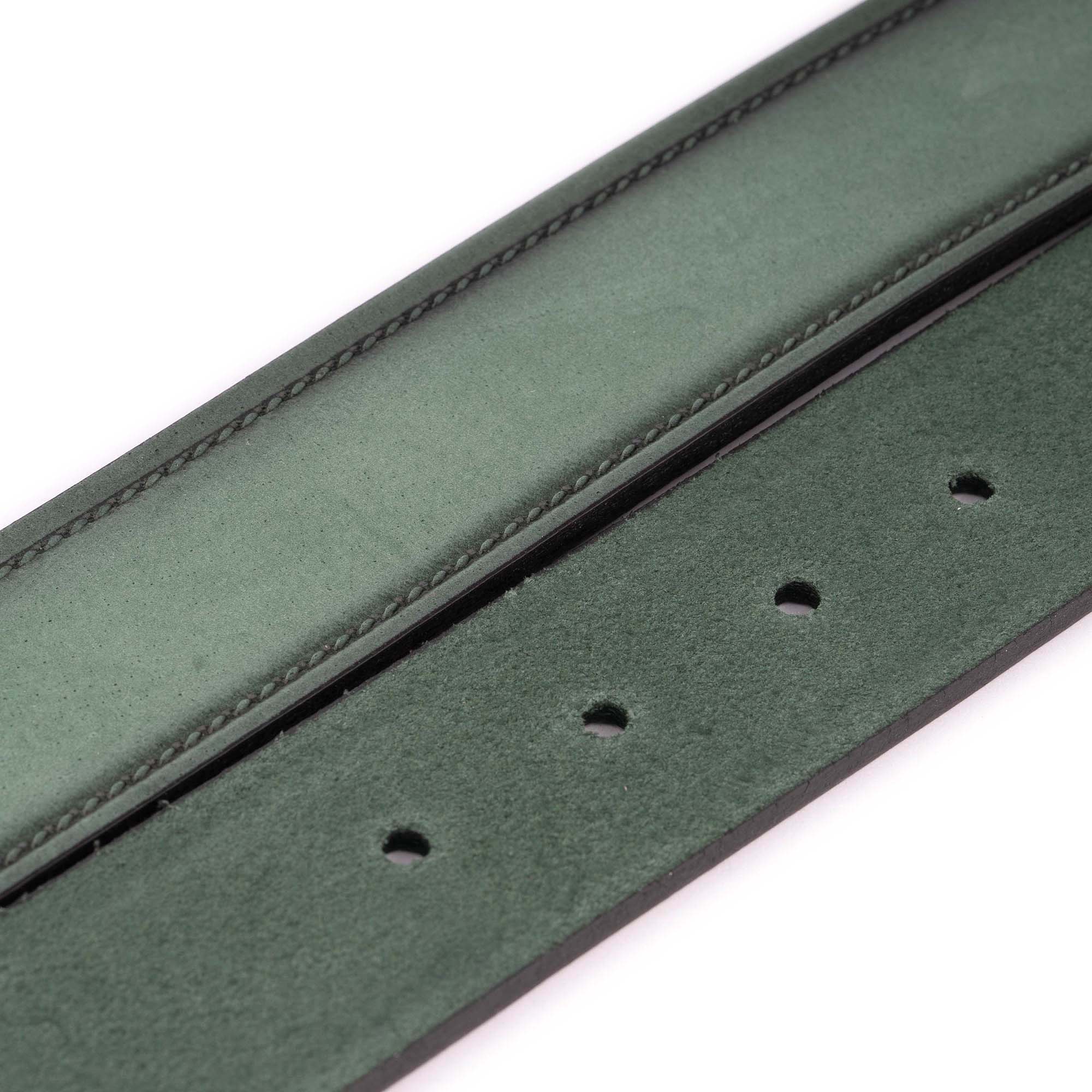 Premium Emerald Green Nubuck Leather Belt Strap for Montblanc Designer Buckles - 3.8cm Wide - Luxury Replacement Band for Business & Formal Occasions