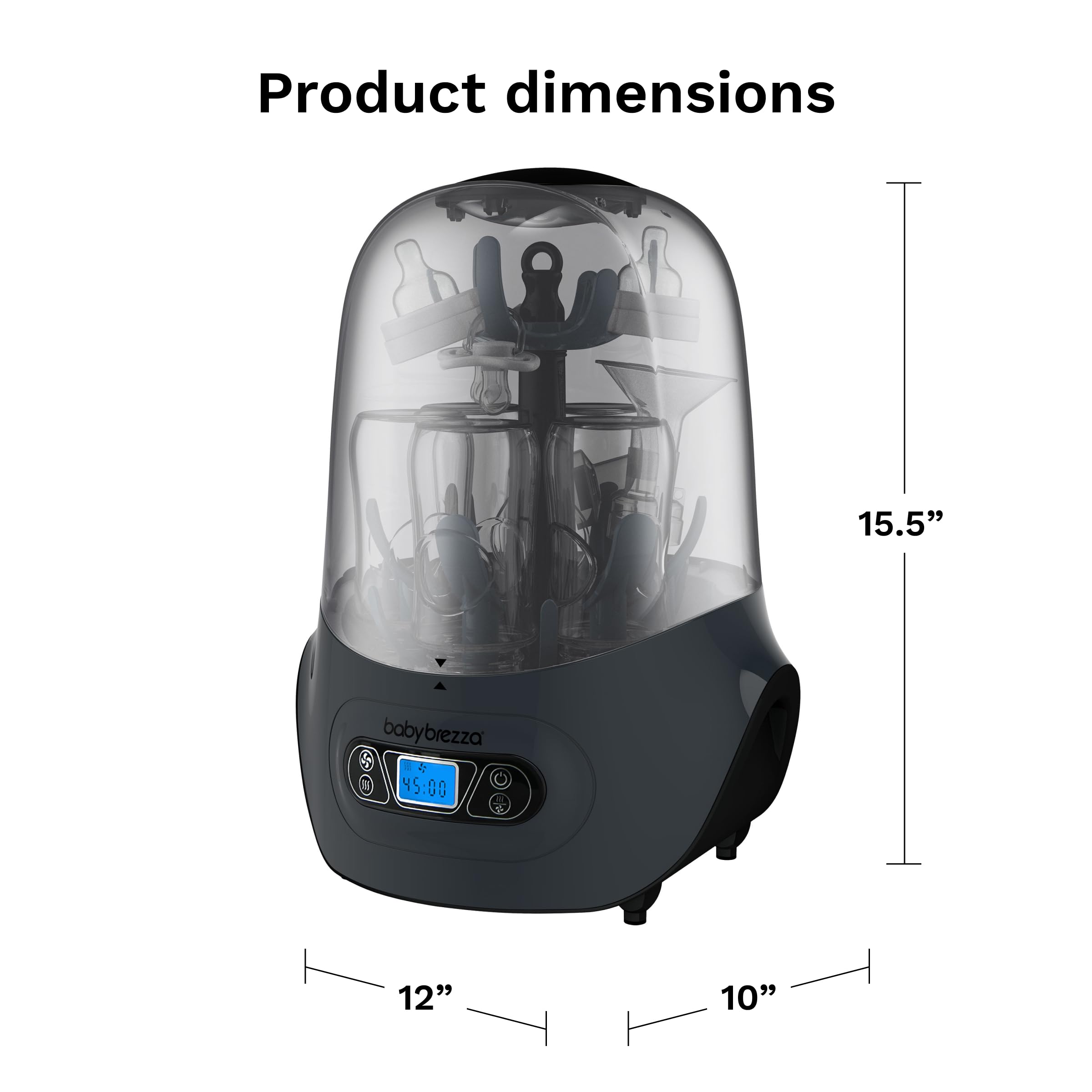 Baby Brezza Electric Baby Bottle Sterilizer and Dryer Machine | Steam Sterilizer for Pacifiers, Glass & Plastic Bottles | Universal Fit for Newborn Feeding Accessories | Perfect for Daycare, Travel & Home Use