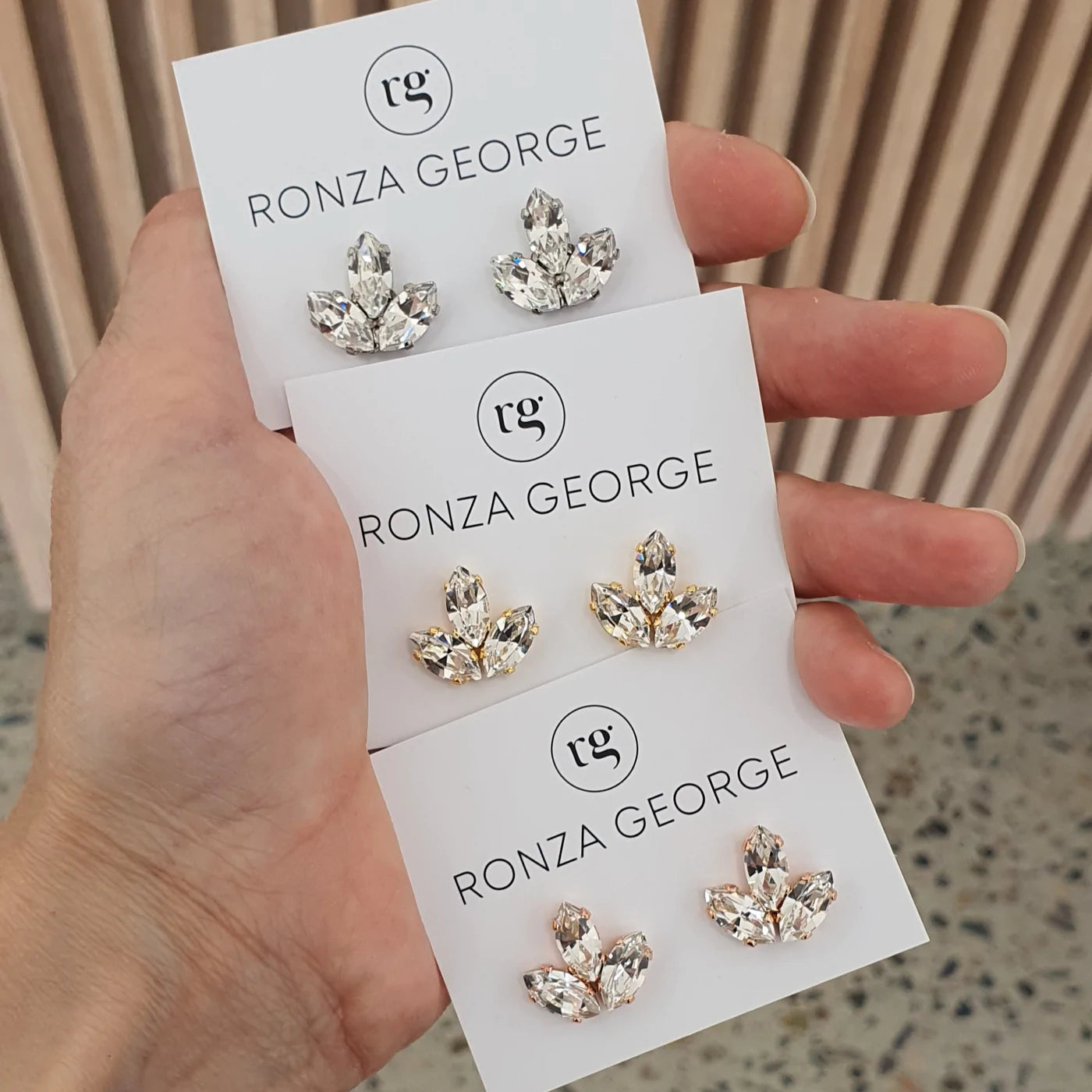 Anastasia Stud Earrings – Bridal Crystal Silver Trio Set for Wedding, Party & Special Occasions