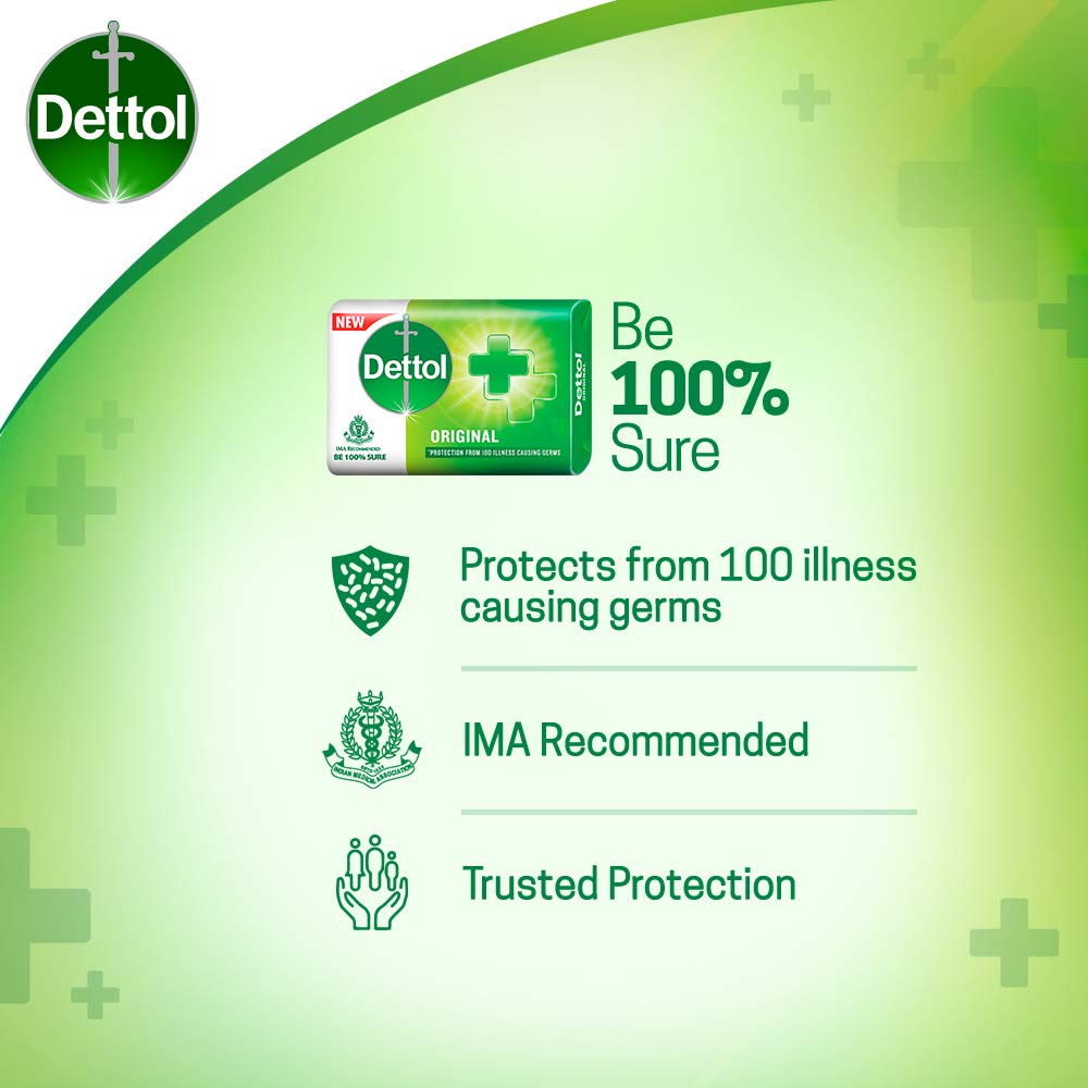 Dettol Original Antibacterial Bathing Soap - 125g (Pack of 4) | Kills Germs & Bacteria | Ideal for Daily Hygiene, Showering & Skin Protection