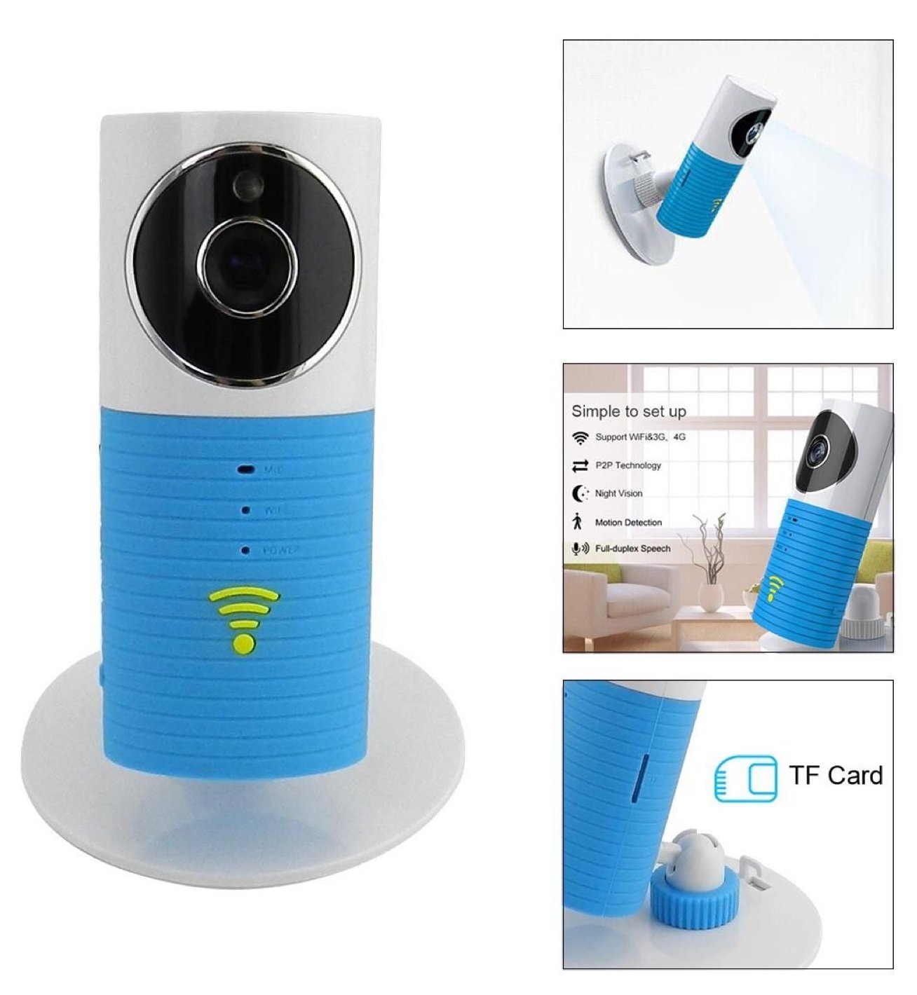 JTD Smart Wireless IP WiFi DVR Security Camera with Motion Detection, Two-Way Audio & Night Vision - Indoor/Outdoor Surveillance for Home, Baby, Pet Monitoring & Business Security (Blue) - Perfect for Nursery, Backyard, Office & Retail Store Protection