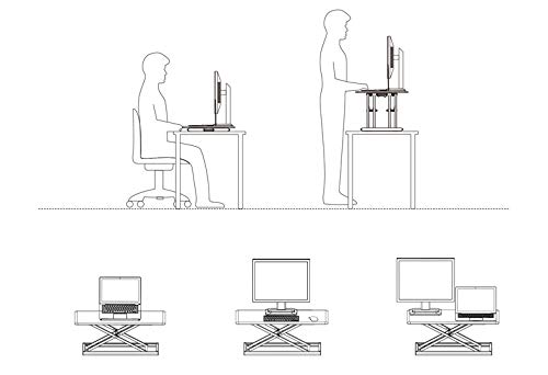 Adjustable Standing Desk Converter - Sit Stand Desk Riser for Dual Monitors up to 30