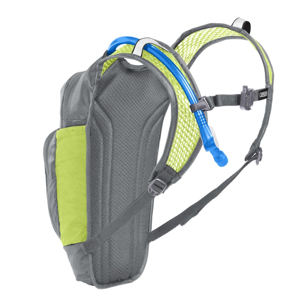 Camelbak Kids Mini M.U.L.E Hydration Backpack 1.5L - Lightweight Water Backpack for Hiking, Biking & Outdoor Adventures - Metal Grey/Green