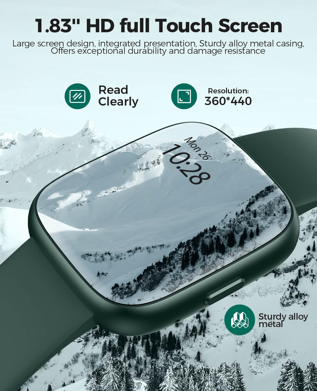 Smart Watch with Alexa Built-in, Fitness Tracker for Women & Men - Compatible with Android & iPhone, IP68 Waterproof, Heart Rate/Sleep/Stress Monitor, 100+ Sports Modes - Perfect for Running, Swimming & Daily Activity Tracking (Green)